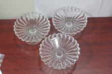 Set of 3 Heisey Crystolite Stem Glass Bowls