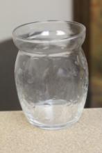 Clear Etched Glass Small Vase