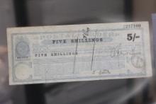 Early 1900's Five Shillings Postal Order