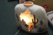 Hand Painted Native American Shadow Lamp
