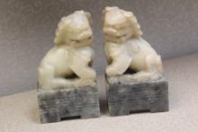 Pair of Vintage Soapstone Foo Lions