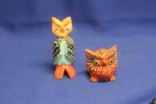 Hand Painted Wooden Owls