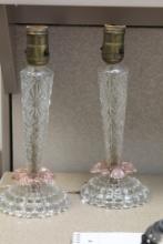 Pair of Press Glass Lamps
