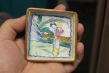 Antique Chinese Enamel Square Dish