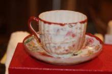 Antique Japanese Geisha Cup and Saucer