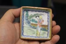 Antique Chinese Enamel Square Dish