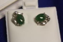18Karat White Gold and Jade Earrings