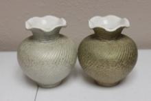 A Shawnee Pair of Swirl with Gold Splatter Vases
