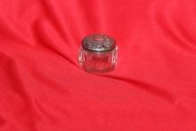 A Sterling Top Ornate Glass Container