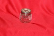 A Sterling Top Ornate Glass Container