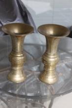 Two Signed Chinese Gu Shape Vases