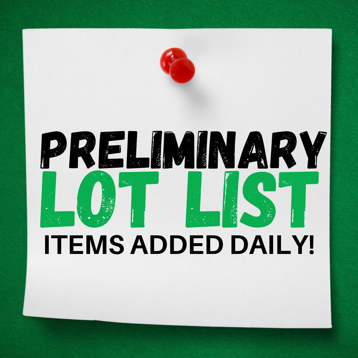 Preliminary Lot List