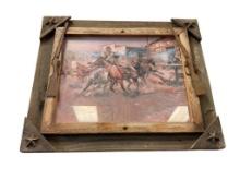 CHARLES M. RUSSELL (1864-1926) RENOWN AMERICAN WEST ARTIST AND SCULPTOR SHOOT OUT PRINT