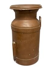 VINTAGE MINDEN NEVADA METAL MILK CAN PAINTED BROWN 5 GALLON