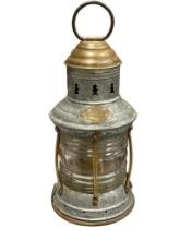20TH CENTURY PERKO MARITIME NAUTICAL MARINE ANCHOR OIL LANTERN MADE BY PERKINS MARINE LAMP CORP