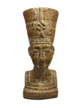 HAND CARVED STONE BUST OF NEFERTITI EGYPTIAN QUEEN DATING BACK TO AROUND 1340 BC