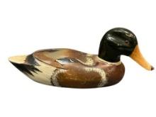 VINTAGE HAND CARVED WOOD MALLARD DUCK DECOY WITH HAND PAINTED DETAILS