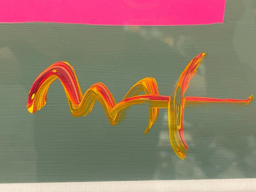 PETER MAX GERMAN-AMERICAN ARTIST MIXED MEDIA AND COLOR LITHOGRAPH ON PAPER "LIBERTY HEAD ON BLENDS"