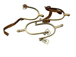 TWO PAIRS OF ANTIQUE WWI ERA US CAVALRY RIDING SPURS ONE PAIR IS MARKED "U.S. - A.B."