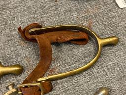 TWO PAIRS OF ANTIQUE WWI ERA US CAVALRY RIDING SPURS ONE PAIR IS MARKED "U.S. - A.B."