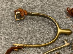TWO PAIRS OF ANTIQUE WWI ERA US CAVALRY RIDING SPURS ONE PAIR IS MARKED "U.S. - A.B."