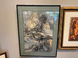 WANG CHI-CH'IEN OFFSET LITHOGRAPH BY RENOWN CHINESE-AMERICAN ARTIST TITLED "ABOVE THE LAKE"