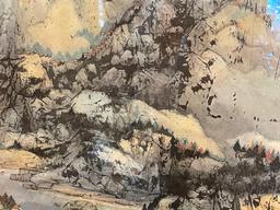 WANG CHI-CH'IEN OFFSET LITHOGRAPH BY RENOWN CHINESE-AMERICAN ARTIST TITLED "ABOVE THE LAKE"