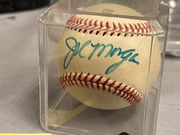 HALL OF FAMER JOE MORGAN AUTOGRAPHED BASEBALL MEMORBILLIA AUTOGRAPHED BASEBALL, BASEBALL GLOVE, AND