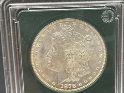 1878 U.S. MORGAN SILVER DOLLAR 7/8 TAILFEATHERS STRONG BU