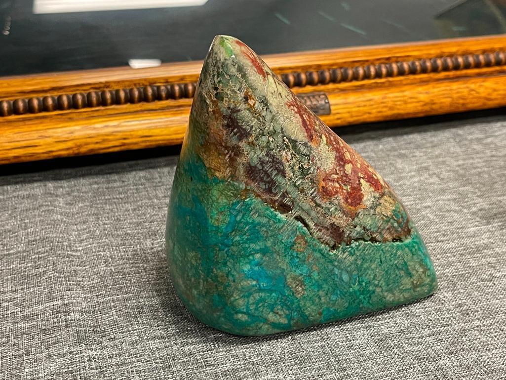 CHRYSOCOLLA TURQUOISE CUPRITE GEOLOGICAL SPECIMEN MINED IN RAY MINE, ARIZONA