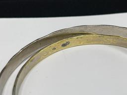 PAIR OF SILVERTONED SOUTHWESTERN BANDLE BRACELETS