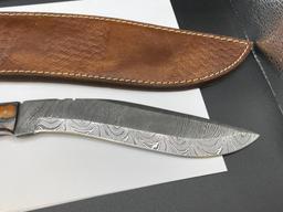 FULL TANG DAMASCUS STEEL MACHETE WITH WOOD HANDLE