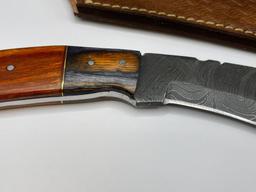 FULL TANG DAMASCUS STEEL MACHETE WITH WOOD HANDLE
