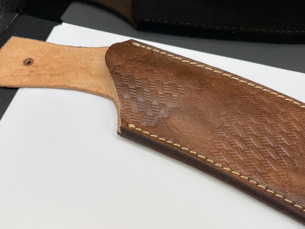 FULL TANG DAMASCUS STEEL MACHETE WITH WOOD HANDLE
