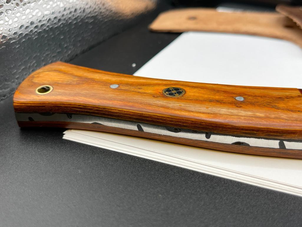 FULL TANG DAMASCUS STEEL MACHETE WITH WOOD HANDLE