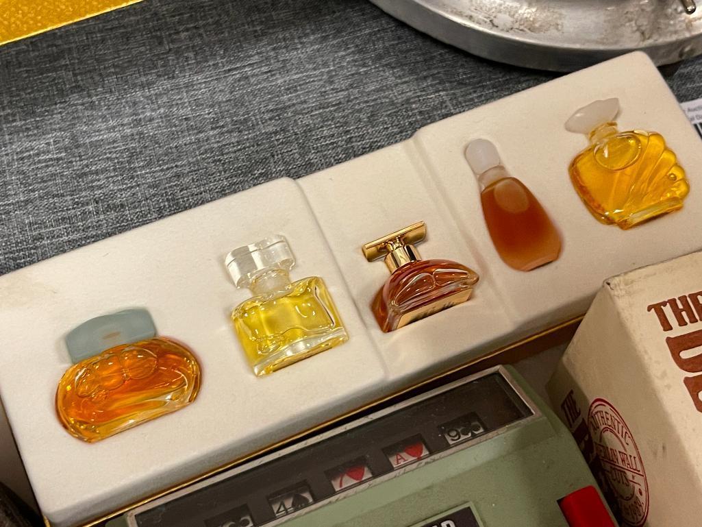 ASSORTED VINTAGE COLLECTIBLES INCLUDING MIITARY SERVICE MEDALS, STERLING BABY RATTLES, AND MORE