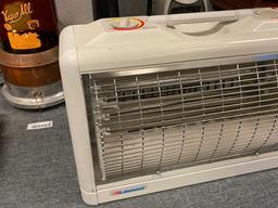 ASSORTED HOUSEHOLD APPLIANCES INCLUDING HEATERS, LASKO OSCILLATING FAN, DVD PLAYER, AND FIGURINES