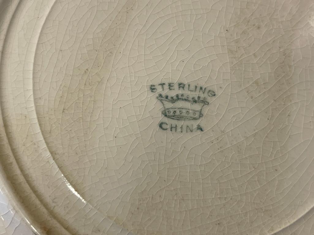 CIRCA 1900'S STERLING CHINA FISH DECORATED SALAD PLATES WITH GILT ACCENTS SET OF THREE PLATES
