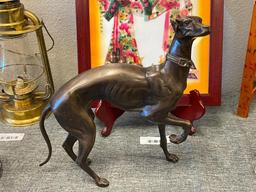 HEAVY BRONZE GREYHOUND DOG SCULPTURE
