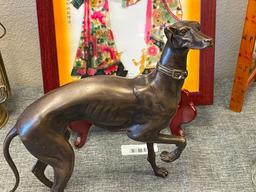 HEAVY BRONZE GREYHOUND DOG SCULPTURE