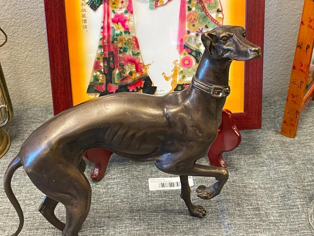 HEAVY BRONZE GREYHOUND DOG SCULPTURE