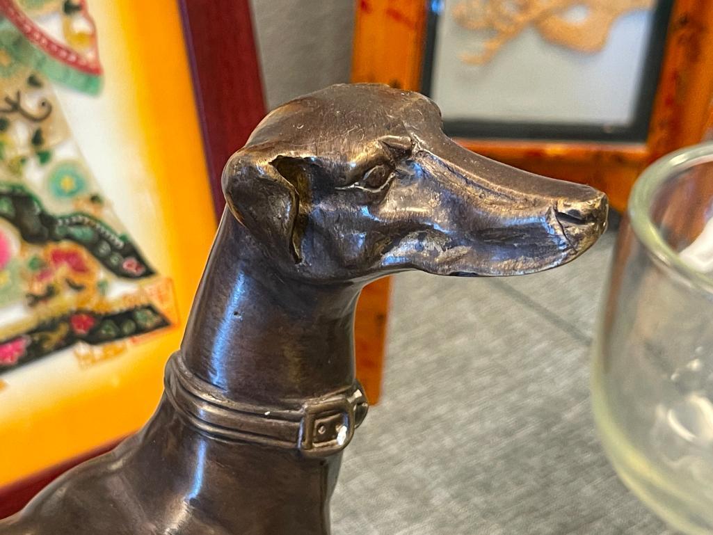HEAVY BRONZE GREYHOUND DOG SCULPTURE