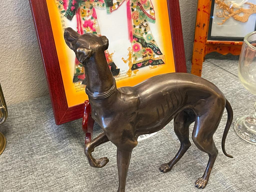 HEAVY BRONZE GREYHOUND DOG SCULPTURE