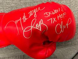 TONY "THE TIGER" LOPEZ AUTOGRAPHED BOXING GLOVE 3X WORLD BOXING CHAMPION COMPETED 1983-1999