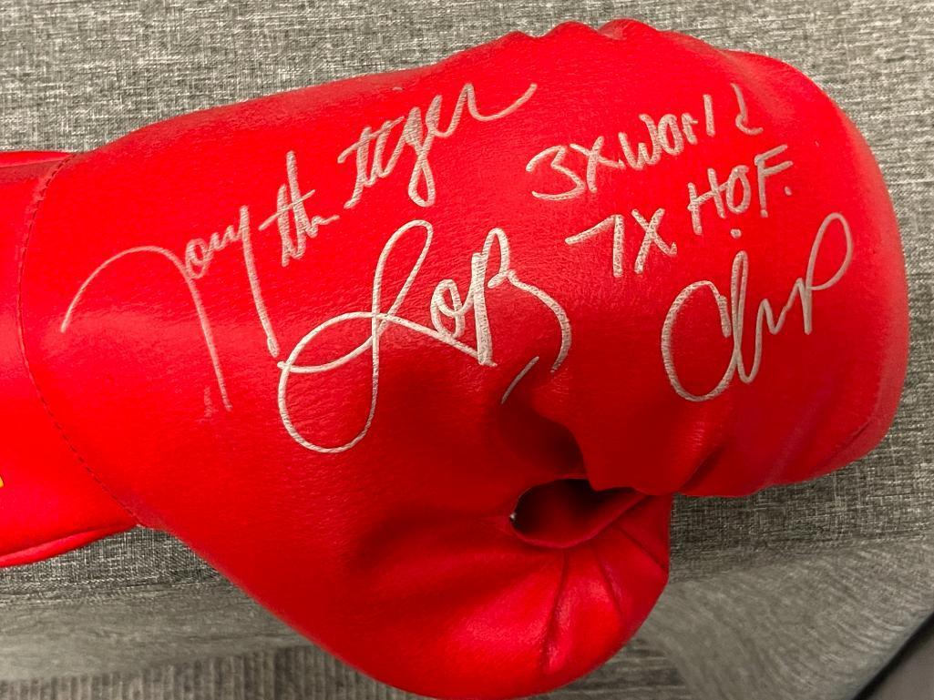 TONY "THE TIGER" LOPEZ AUTOGRAPHED BOXING GLOVE 3X WORLD BOXING CHAMPION COMPETED 1983-1999