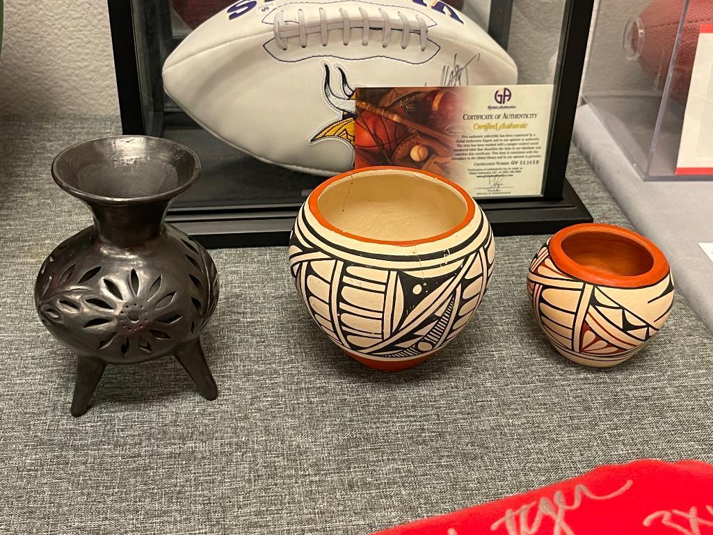 JEMEZ NATVE AMERICAN AND OAXACA MEXICO POTTERY BOWLS NEW MEXICO POTTERY BOWLS SIGNED ON BOTTOM