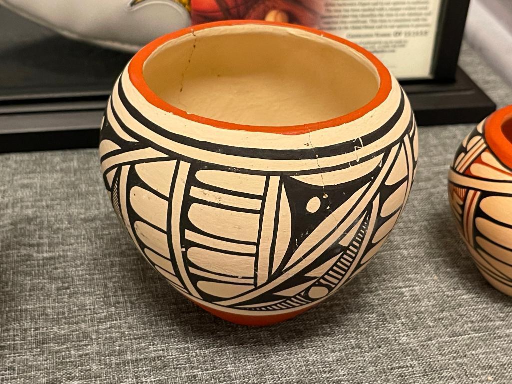 JEMEZ NATVE AMERICAN AND OAXACA MEXICO POTTERY BOWLS NEW MEXICO POTTERY BOWLS SIGNED ON BOTTOM