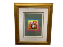 PETER MAX GERMAN-AMERICAN ARTIST MIXED MEDIA AND COLOR LITHOGRAPH ON PAPER "LIBERTY HEAD ON BLENDS"
