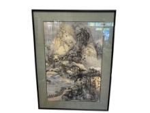 WANG CHI-CH'IEN OFFSET LITHOGRAPH BY RENOWN CHINESE-AMERICAN ARTIST TITLED "ABOVE THE LAKE"