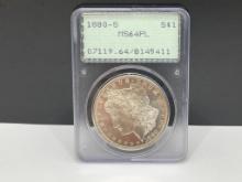 1880-S U.S. MORGAN SILVER DOLLAR PCGS MS64PL
